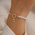 thumbnail image 2 of Initial Pearl Bracelets for Women Girls Gifts - Personalized Pearl Bracelet Dainty Gold Initial Bracelets for Women Teen Girls Bridesmaid Gifts Wedding Gifts Valentine's Gift, 2 of 2