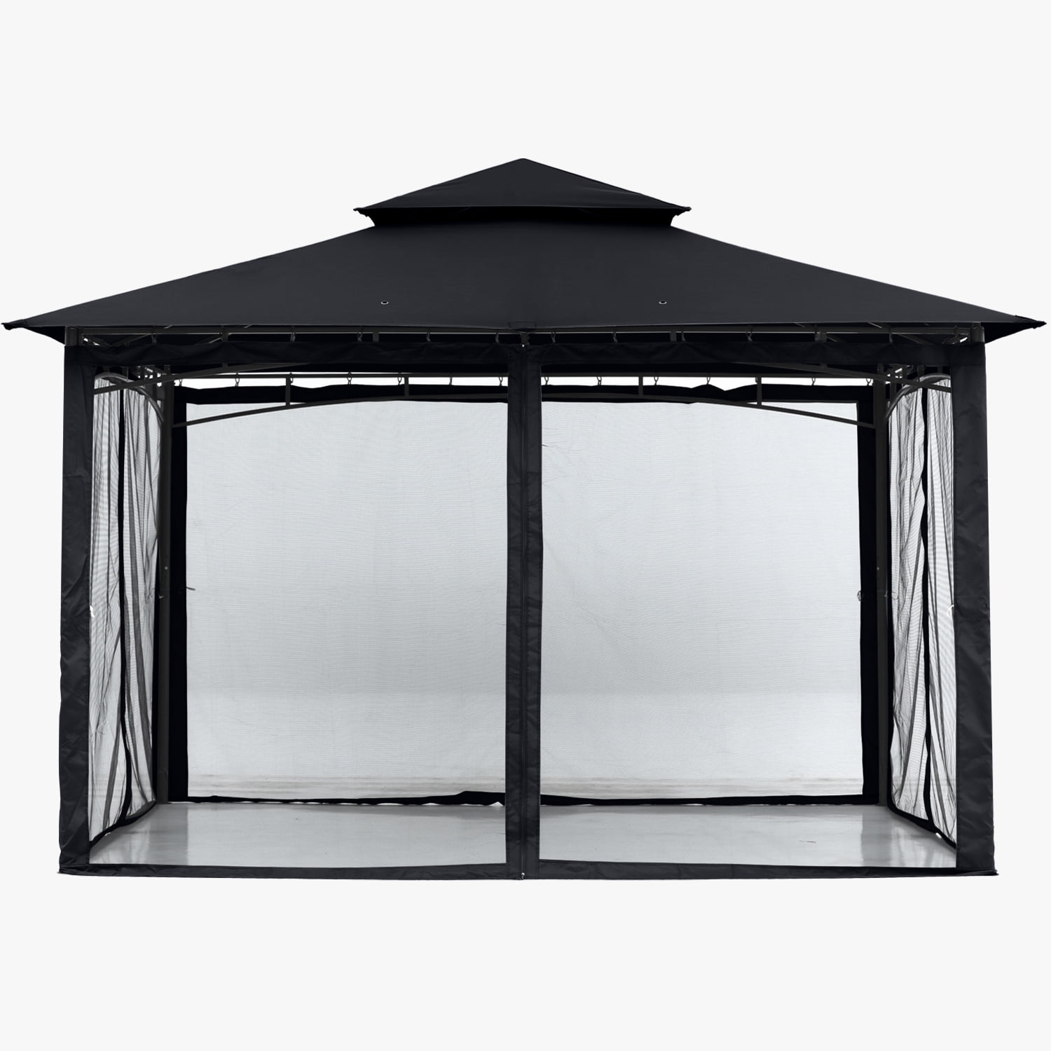 ABCCANOPY 11'x11' Patio Gazebo With Mosquito Netting and Double Soft Roof Canopies for Shade and Rain,Black