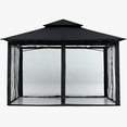thumbnail image 3 of ABCCANOPY 11'x11' Patio Gazebo With Mosquito Netting and Double Soft Roof Canopies for Shade and Rain,Black, 3 of 8