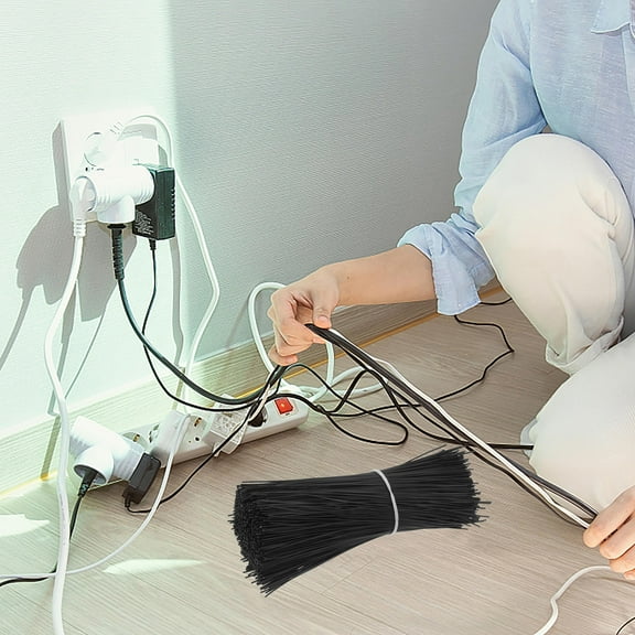 DECOMELODY Black Twist Ties 1000Pcs for Electrical Cable Ties and Wire Holders for Cords