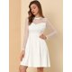 thumbnail image 4 of Vestido corto de una línea de fiesta de patinadora transparente de malla con lunares de corazón Allegra K blanco S, 4 of 6