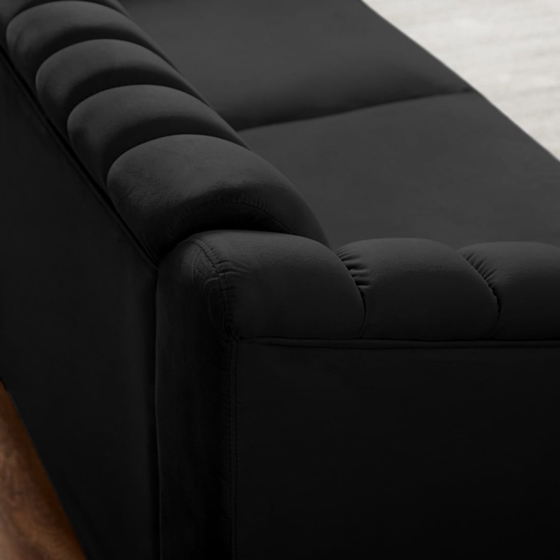 Gewnee Velvet Loveseat Sofa with Pillows and Nailhead Trim Armrest for Living Room,Black