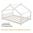 thumbnail image 5 of Full Size House Bed, Montessori Style Floor Bed Frame, Wood Fun Playhouse Twin Bed with Headboard and Footboard for Teens（White), 5 of 8