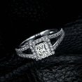 thumbnail image 3 of HeartsAndYou 3ct Princess Cut Moissanite Cubic Zirconia Engagement Ring Halo 18k White Gold over Silver Split Shank, 3 of 9