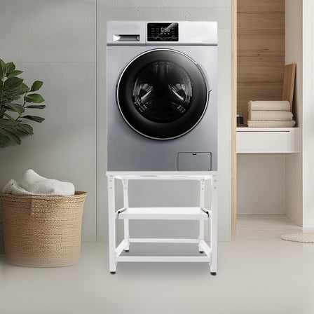 Modern Washing Machine Base Dryer Stand, Washing Machine Base with Shelf White