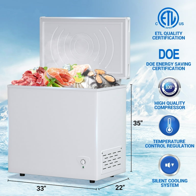 Chest Freezer 7 Cu. ft, Free-Standing Top Open Door, Deep Freezer with Adjustable Thermostat Control&Removable Baskets, White