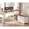 thumbnail image 2 of 55" L Shaped Electric Standing Desk with 6 Fabric Drawers and Storage Shelves, Height Adjustable Computer Desk, Home Office Desk, 2 of 7