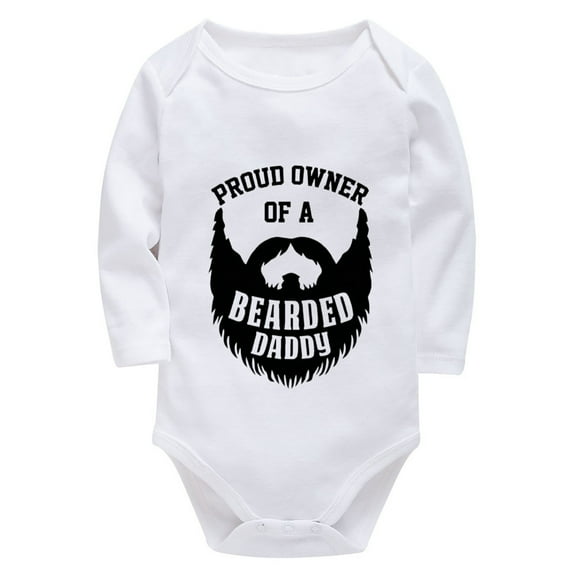 Proud Owener Of A Bearded Daddy New Born Outfits for Baby Boy Long Sleeve Neutral Baby Clothes Girl White Girl Onsies0-3 Mon
