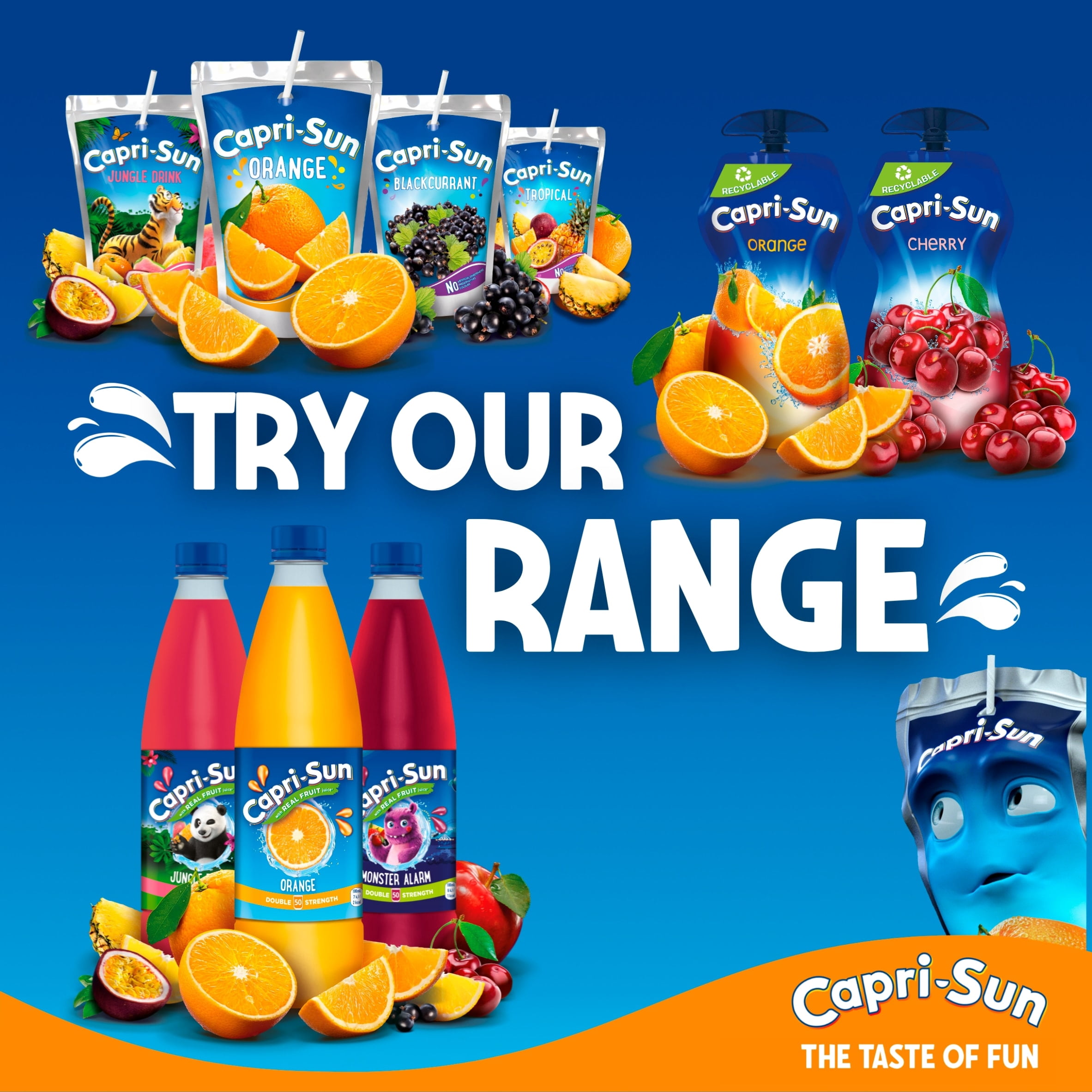 Capri-Sun Zero Orange 4 x 200ml Kids' Juice Drink, Imported from Britain