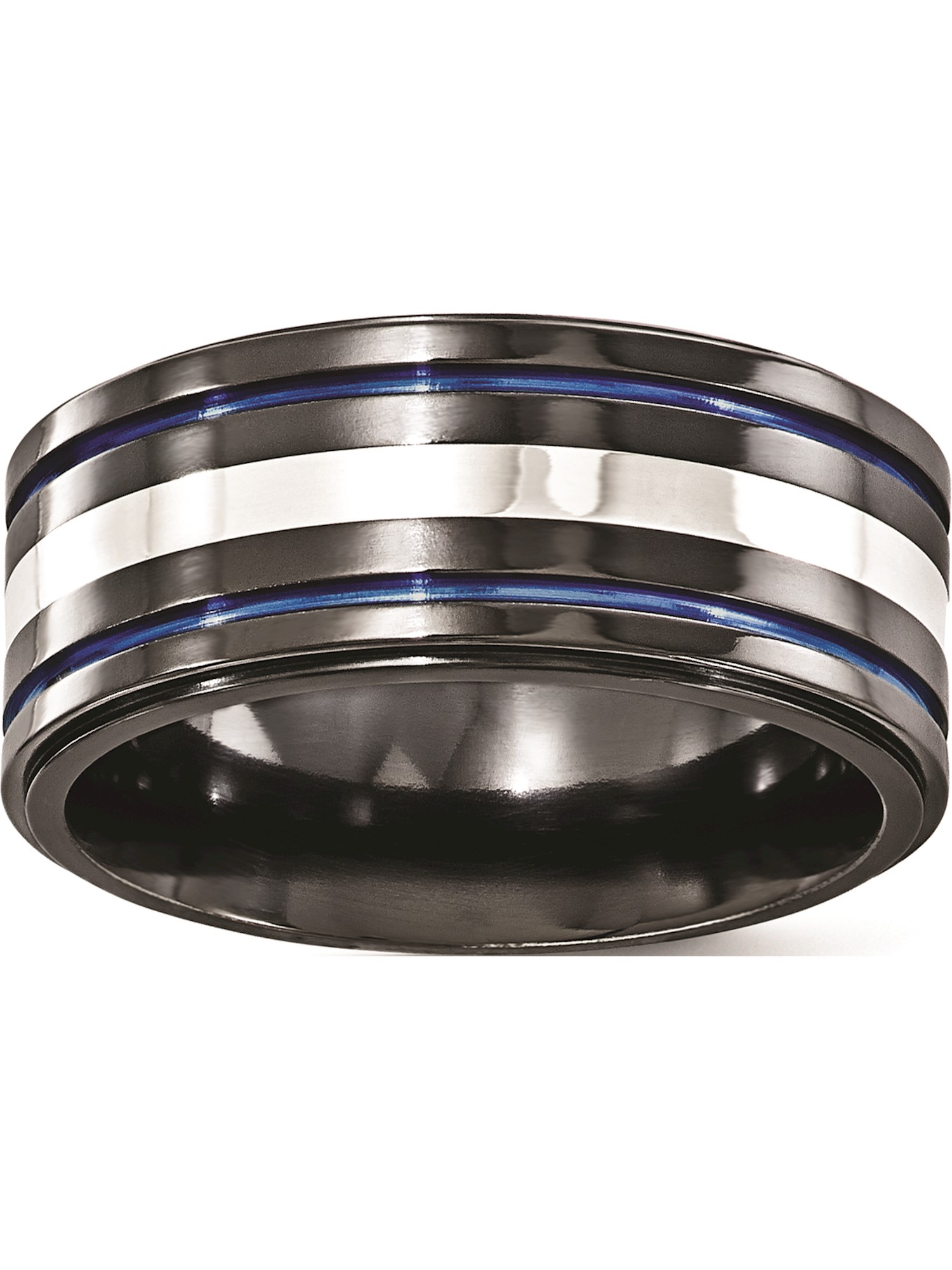 Details about  / Edward Mirell 925 Sterling Silver /& Black Titanium Inlay Black Stripe Ring S:10