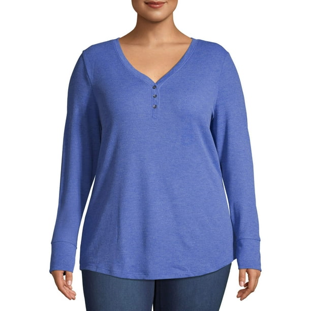 Time and Tru Time & Tru Women's Plus Size Thermal Henley Top
