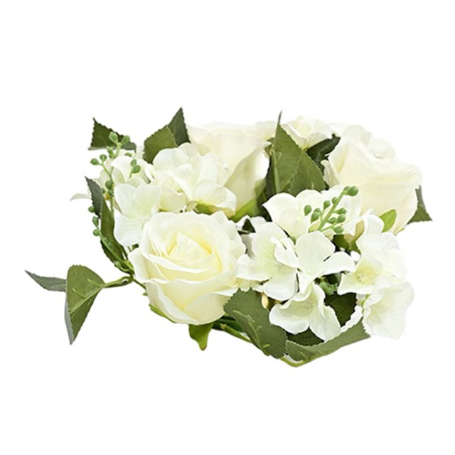 European Artificial Rose Candlestick Wreath For Table Wedding Decoration 20cm Artificial Rose Wreath Christmas Decor Window Prop