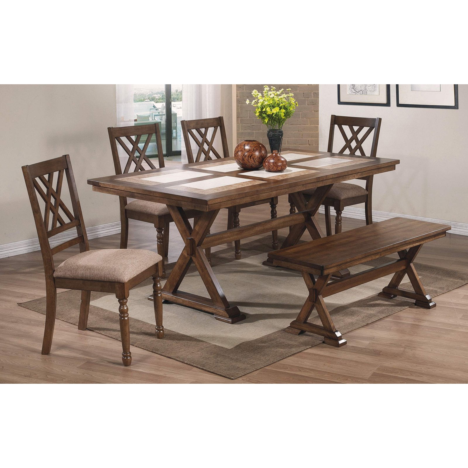 Winners Only Florence 6 Piece X Leg Dining Table Set
