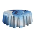 thumbnail image 5 of Blue White Marble Pattern Round Tablecloth 60"x60",Wrinkle Wipeable Table Cloth for Kitchen Dining Room Picnic Patio Party, 5 of 6