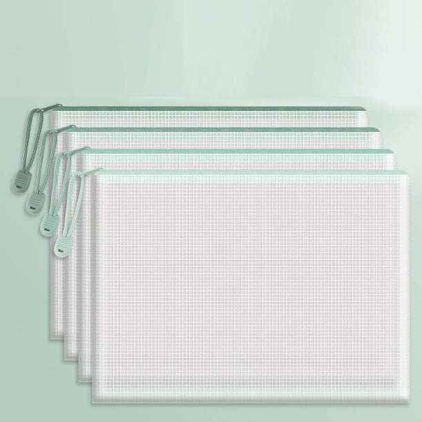 Bolsa de almacenamiento de documentos A4 | Organizador de archivos con cremallera de malla transparente | Impermeable Resistente al desgarro | Portátil de gran capacidad | Se adapta a 13,5 x 9,5 en