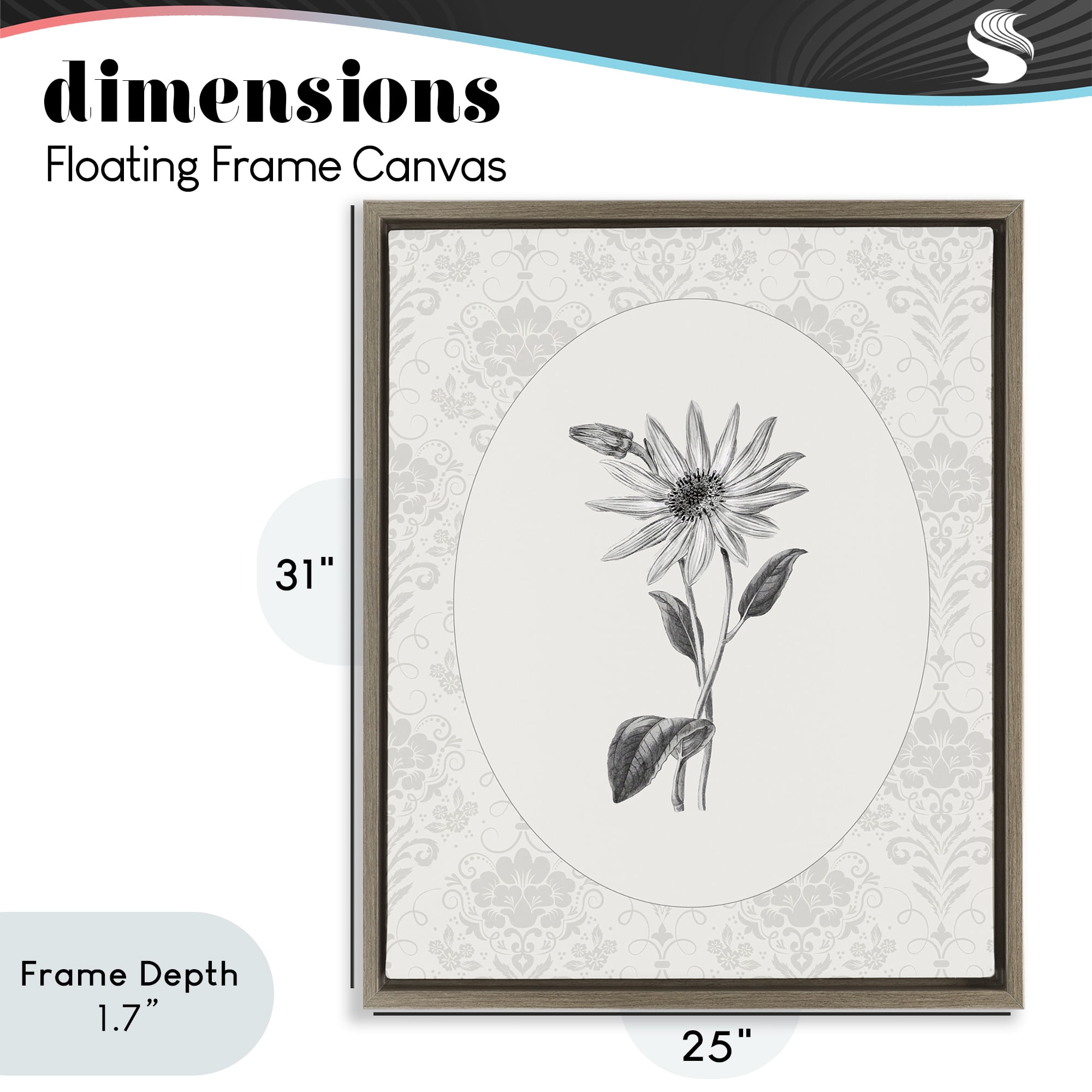Stupell Industries Antique Botanical & Lace Brown Framed Floater Canvas Wall Art, design by CAD Designs