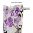 thumbnail image 5 of Country Floral Linen Curtain Valance for Bedroom/Bathroom/Kitchen/Office/Living/Dining Room Windows, Shabby Chic Purple Flower Ink Leaves Rod Pocket Topper Decorative Cafe Drapes Panel 42"x18", 5 of 6