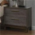 thumbnail image 6 of JERFIT 2-Drawer Nightstand with Brass Pulls, Solid Wood Bedside Table in Two-Tone Antique Gray Finish, Modern Bedroom Furniture, 6 of 8