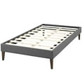 thumbnail image 3 of Modern Contemporary Urban Design Bedroom Twin Size Platform Bed Frame, Fabric, Grey Gray, 3 of 5