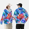 thumbnail image 4 of Kdxio Bright Flowers Print Women Men Sun Protection UPF 50+ Jackets Zip Up Long Sleeve Hoodie Hiking Lightweight with Pockets, 4 of 7