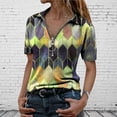 thumbnail image 2 of PENGXIANG Mode Femmes Été Imprimé Manches Courtes Fermeture Éclair Col à Revers T-Shirt Tops T-Shirt pour Femmes, 2 of 3