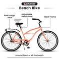 thumbnail image 6 of Ecarpat Beach Cruiser Bikes for Women, 26 inch Single Speed, Single Speed, Pink, 6 of 8