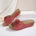 thumbnail image 6 of Slippers for Women,Stylish Opentoe Wedges With Leather Top And Flower Slippers Are Comfortable Shoes With Temperament,Womens Slippers,Red,7.5, 6 of 9