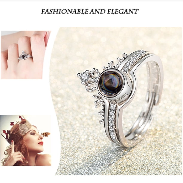 Fiudx Anillos de Pareja, Exquisito Anillo de Aleación de Piedras Preciosas, Joyería de Moda Que Combina con Todo, Regalo de Cumpleaños Ideal, Símbolo de Amor para Hombres y Mujeres, Diseño de Proyecc