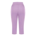 thumbnail image 5 of Capri Pants for Women Elastic Waist Yoga Pants Fashion Casual Solid Sweatpants Lounge Loose Comfy Cropped Pants with Pockets Ladies Tummy Control Pants, 5 of 7