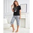 thumbnail image 5 of MyFav Women's Capri Pajama Sets Plus Size Sleepwear Top with Capri Pants 2 Piece Loungewear Set,M, 5 of 7