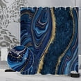 thumbnail image 2 of Marble Bathroom Shower Curtain Dark Blue Navy Gold Waterproof Fabric Shower Curtains with Hooks Watercolor Abstract Shower Curtains Cloth for Home Bath Decor 72x84 inches, 2 of 7