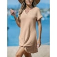 thumbnail image 4 of Women Bathing Suit Cover Up Short Sleeve Twist Hem Swimsuit Coverup for Summer Vacation, 4 of 7