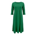 thumbnail image 5 of DHFJKG Wedding Guest Dresses For Women Casual Summer Dress 3/4 Sleeve Crew Neck Solid Color Flowy Swing A-Line Midi Dress Daily Wear Soft Dresses, 5 of 5