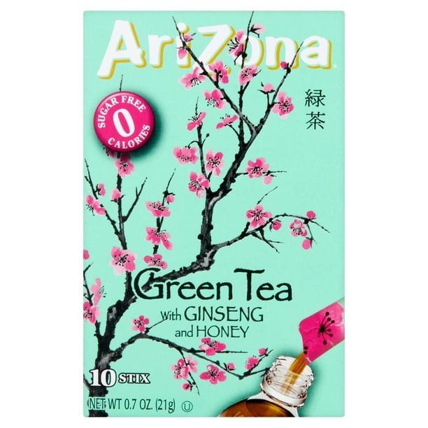 Arizona Drink Mix, Green Tea with Ginseng and Honey Sticks, 10 Ct