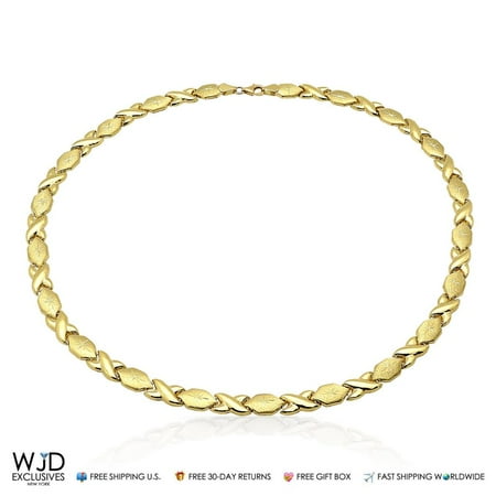 14k Gold Diamond Love Knot - 14k Yellow Gold Diamond Cut XO Hugs And Kisses 7mm Love Necklace 17