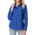 thumbnail image 2 of Siliteelon Button Down Shirts for Women Long Sleeve Shirts Wrinkle Free Blue Formal Work Office Blouses Tops Dress Shirts Regular Fit, 2 of 7