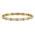 thumbnail image 3 of Real 14kt Yellow Gold Gold Diamond Bamboo Design Chain Bracelet; 7 inch; for Adults and Teens; for Women and Men, 3 of 3