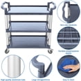 thumbnail image 3 of 3-Shelf Heavy Duty Rolling Utility Cart 360 lb Capacity Commercial Bus Cart with Lockable Wheels Service Trolley for Restaurant Kitchen Cleaning Warehouse, 3 of 7