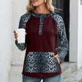thumbnail image 5 of Sudadera con capucha Sudadera con capucha de mujer Leopardo empalme con botones de bolsillo Pullover Camisa Casual con capucha Tops con cordón 1 1, 5 of 5