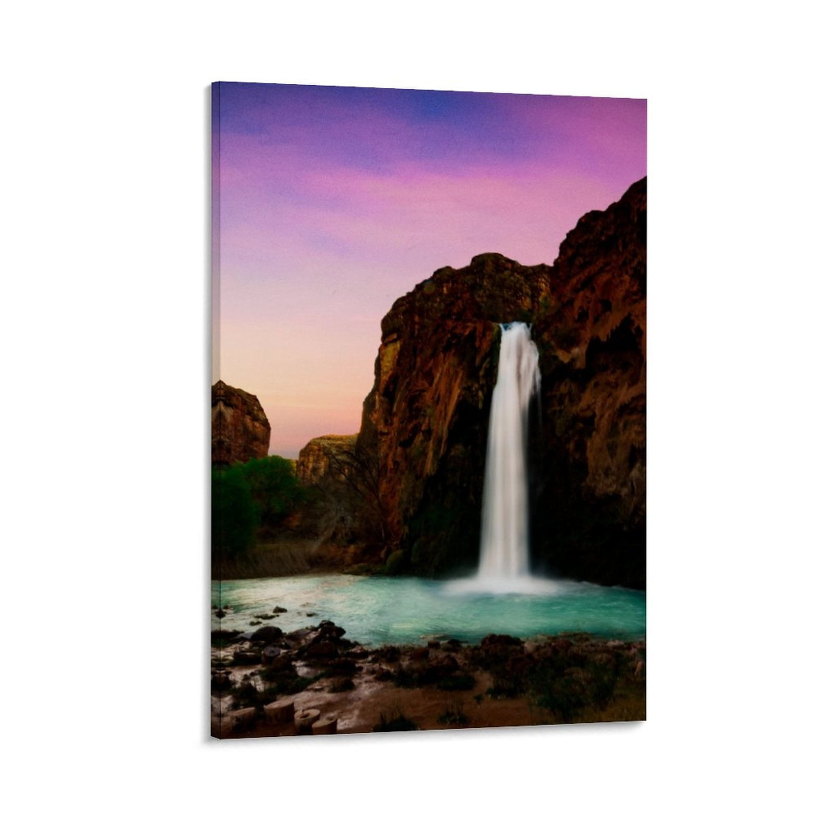 Waterfall Natural Landscape Unframed Canvas Wall Decor, Vertical