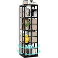 thumbnail image 2 of Takywep, Black, 4 Shelf Bookcase, Rotating 360° Bookshelf, Modern Square 16 Compartment Organizer, Sturdy Storage Bookcase, Metal Frame, Space Saver, Display Shelf, 2 of 8