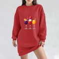 thumbnail image 2 of Pisexur Robes de Noël pour Femmes, Robe Chandail en Molleton à Col Rond Imprimé Verres de Vin Tendance, Robe de Fête Décontractée à Manches Longues, Robe de Vacances de Noël Mini Robe, 2 of 4