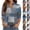 #03 Dark Blue, variant on Dressy Ombre Gradient V Neck Collared 3/4 Sleeve Tops Womens Trendy 2026 Vacation Work Casual Blouses, #03 Gray, XXL