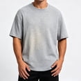 thumbnail image 2 of Oversized T Shirts for Men Vintage Basic Tees Loose Fit Crewneck Breathable Shirts Workout Cotton Tshirt Tops Gray, 2 of 5