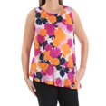 thumbnail image 3 of MAISON JULES Womens White Ruffled Floral Sleeveless Jewel Neck Peplum Top L, 3 of 4
