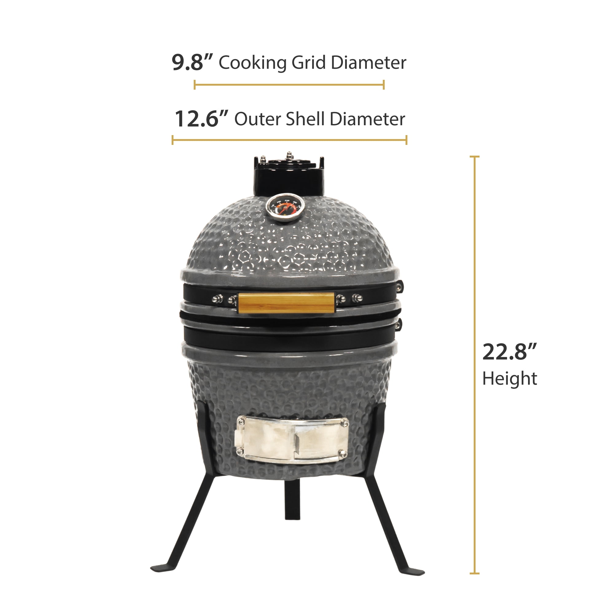Steen Staan voor Verstenen VESSILS 9.8-inch W Kamado Charcoal BBQ Grill – Heavy Duty Ceramic Barbecue  Smoker and Roaster with Built-in Thermometer and Stainless Steel Grate (13  Inch Stand, Black) - Walmart.com