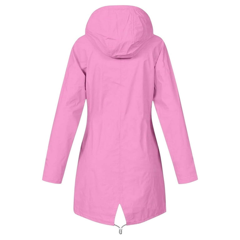 Ikevan Plus Size Raincoat Women Waterproof Long Hooded Trench