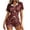 Brown, variant on hotojiny Women's Pajamas Sets Bow Short Sleeve Heart Pjs Shirt Two Piece Sleepwear Cute Hot Pants Casual Lounge Sets