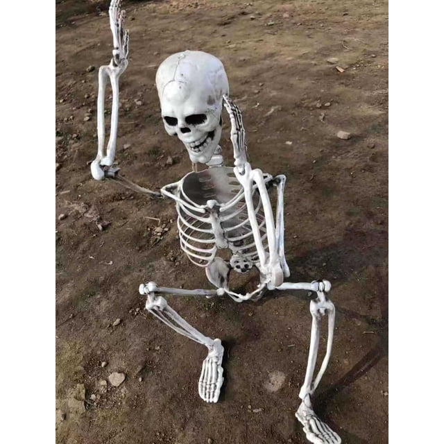 Esqueleto móvil de Halloween de 40-170Cm, accesorio humano de tamaño completo, calavera, mano, vida, cuerpo, modelo de anatomía, decoración de fiesta de Halloween para el hogar Gao Jinjia LED