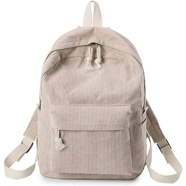 Mochila de ocio para niñas, mochila escolar de cordón a rayas para viajes universitarios y trabajo (marrón claro)